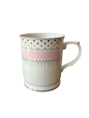 Grace Teaware Porcelain Gold Dots Pink 
Elegant Home Dining Tea Coffee Mug 16 Oz